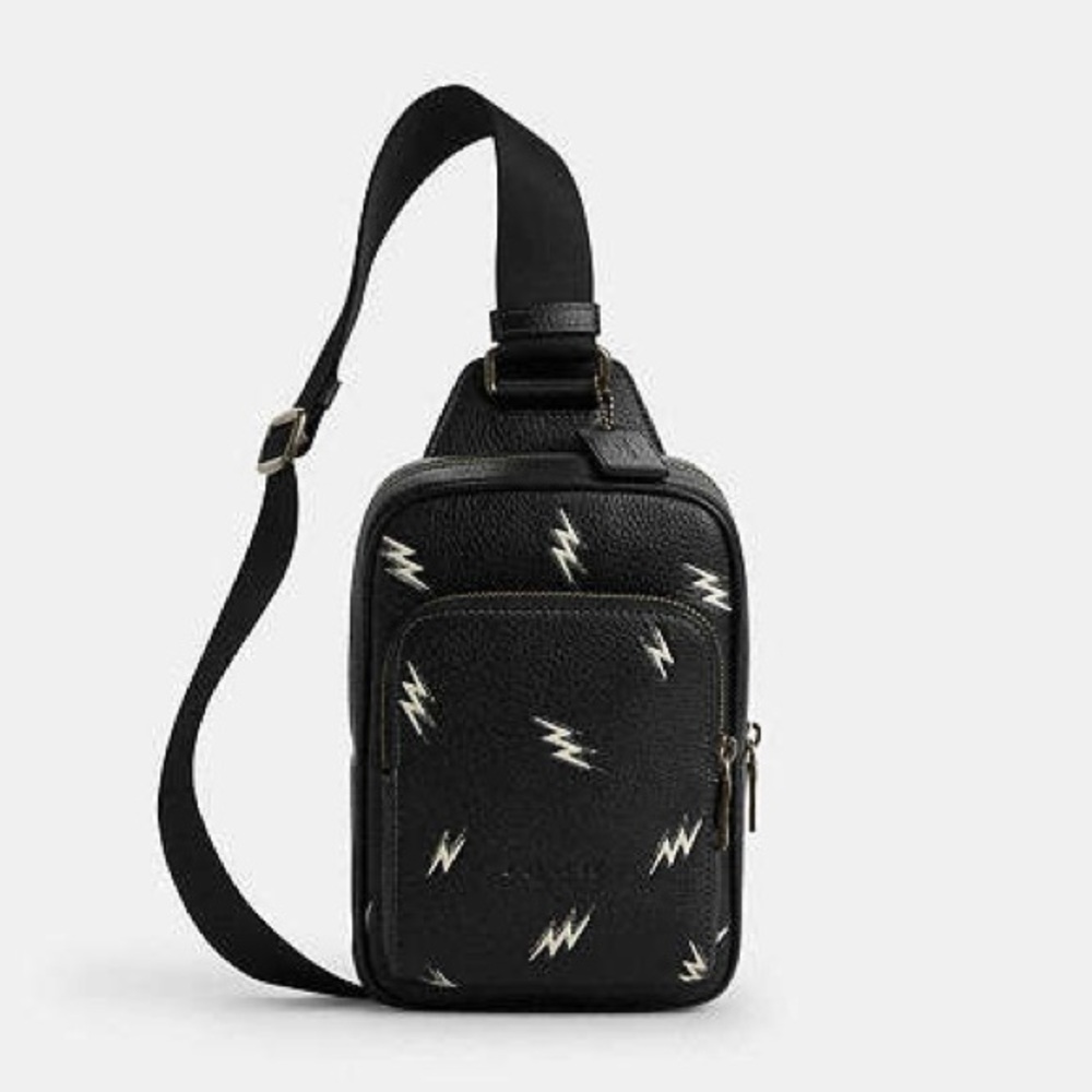 Coach Racer Sling Pack With Lightning Bolt Print